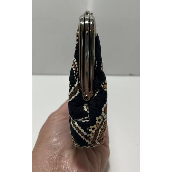 Vera Bradley CAFÉ LATTE Double Kisslock Clutch Wallet Quilted Floral - Picture 3 of 5